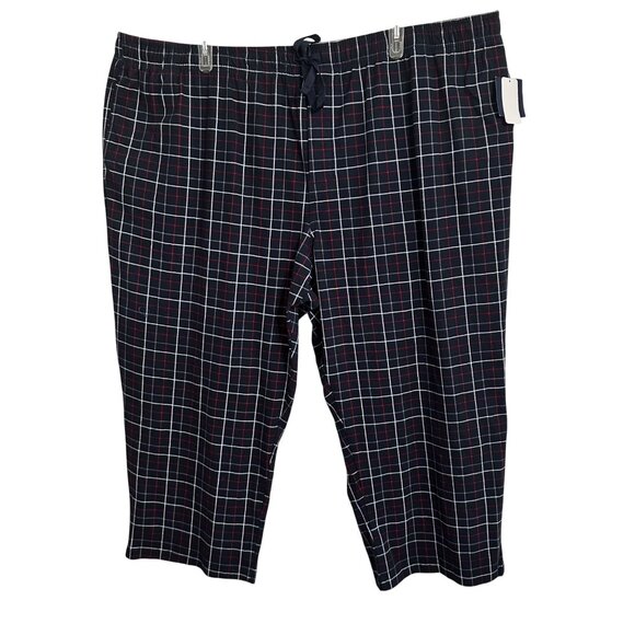 HB Other - HB Mens Flannel Plaid Lounge Pants Navy & Red 5XL 100% Cotton Elastic Waist NWT